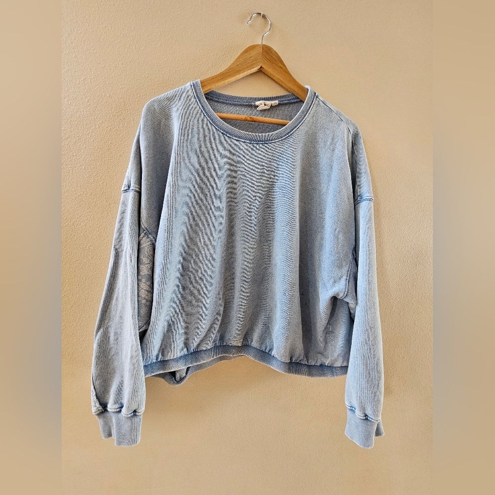 White Crow Blue Cropped Sweater